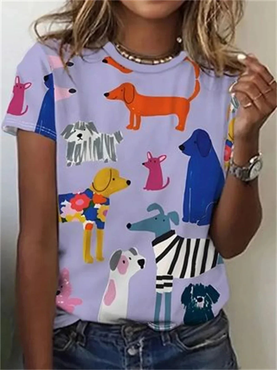 Avrille | Stylish T-shirt with Dog Print
