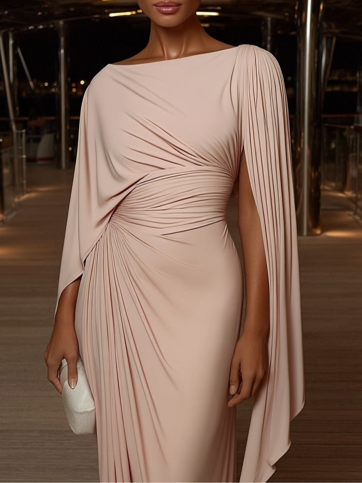 Cecilia - Pleated-Drape Maxi Dress