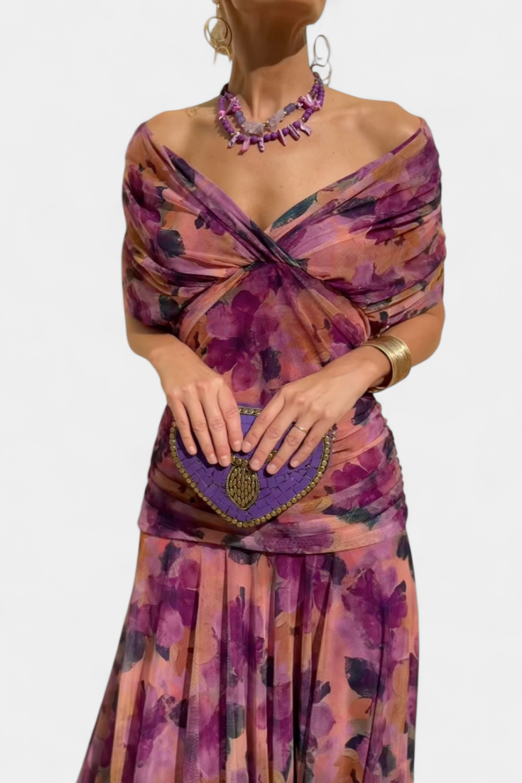 Daisy – Long Floral Dress with V-Neck