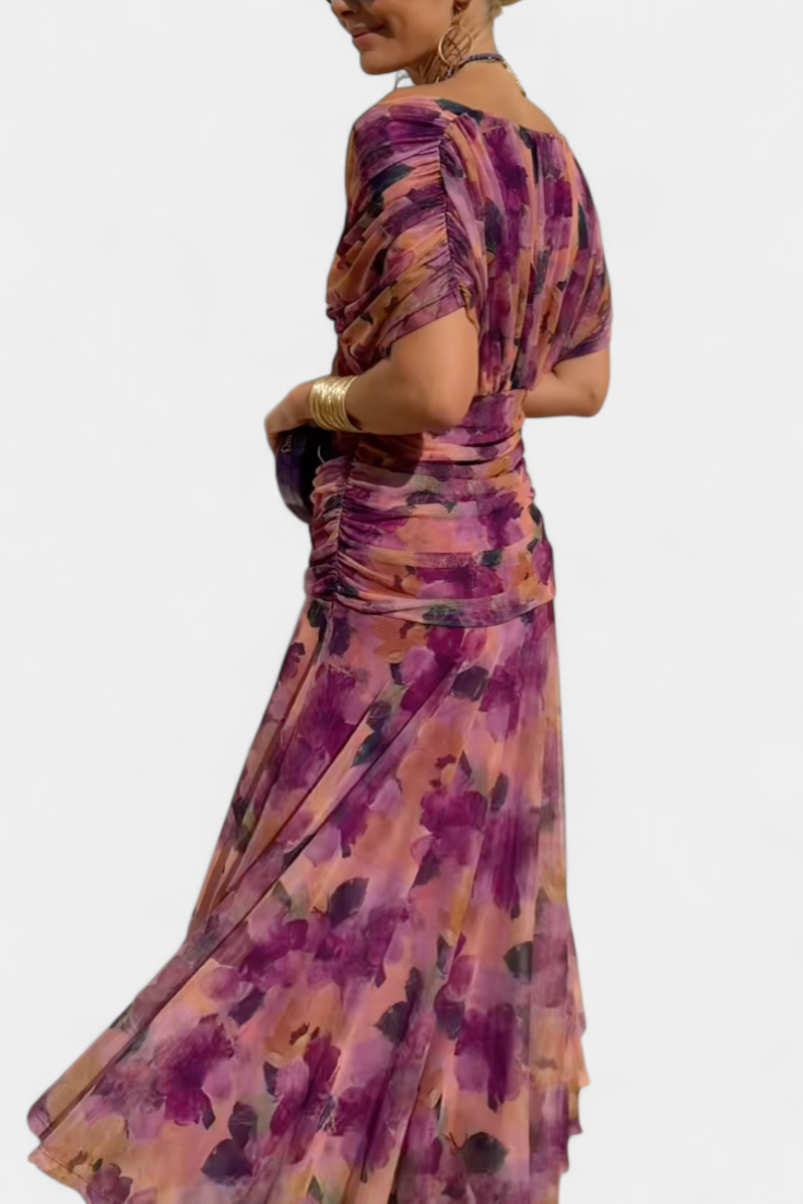 Daisy – Long Floral Dress with V-Neck