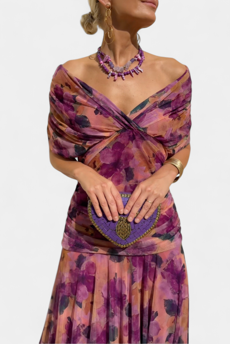 Daisy – Long Floral Dress with V-Neck
