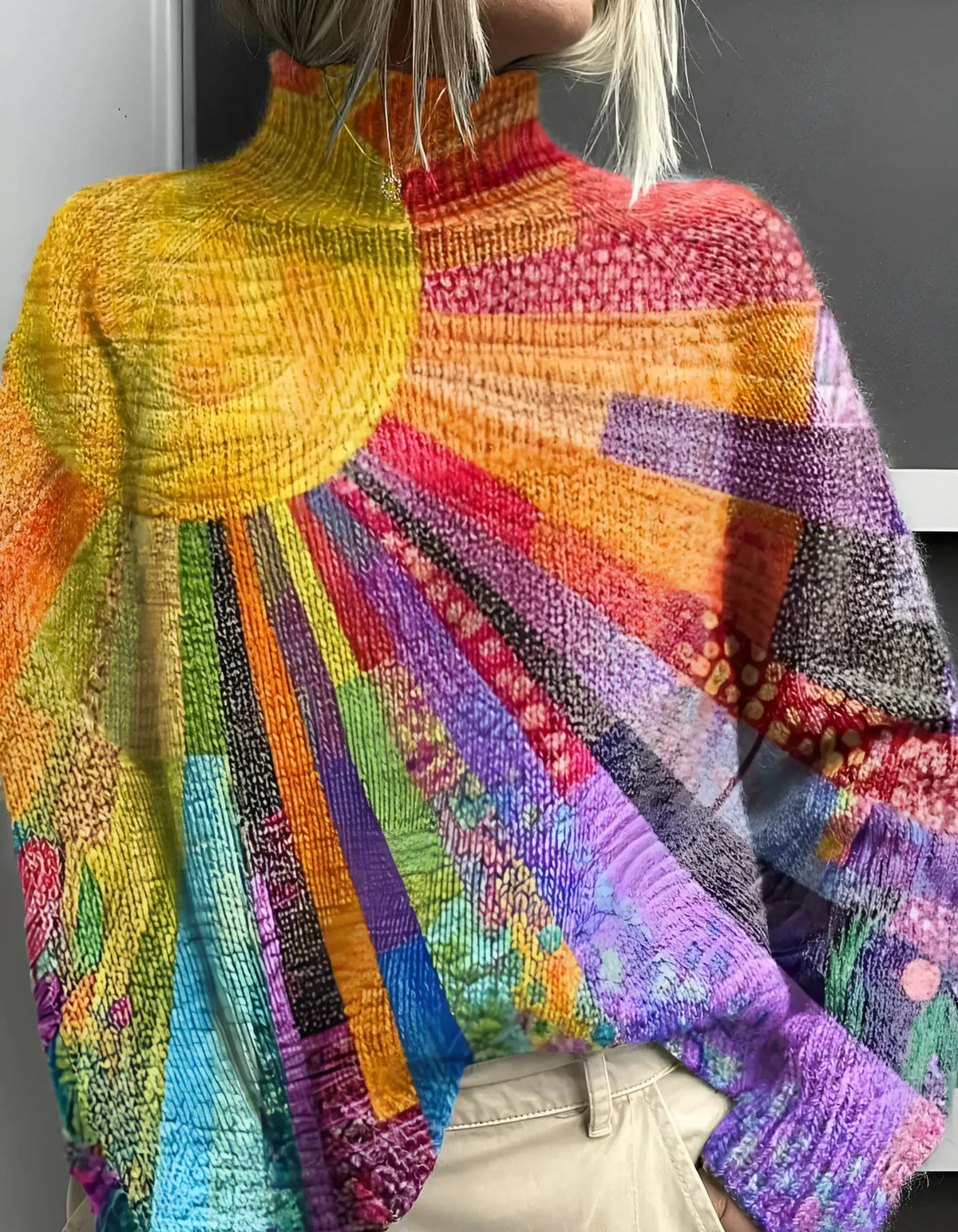 Ada™ - Cheerful Colorful Turtleneck Sweater