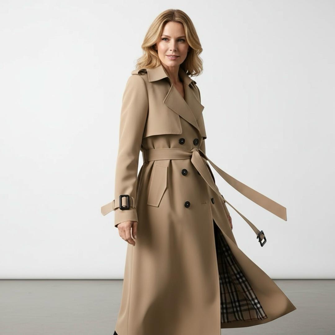 Elara - Women’s Classic Double-Breasted Trench Coat