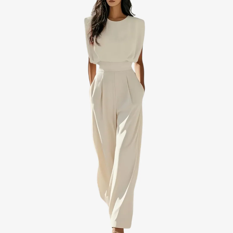 Cordelia | Elegant Sleeveless Belted Wide-Leg Jumpsuit