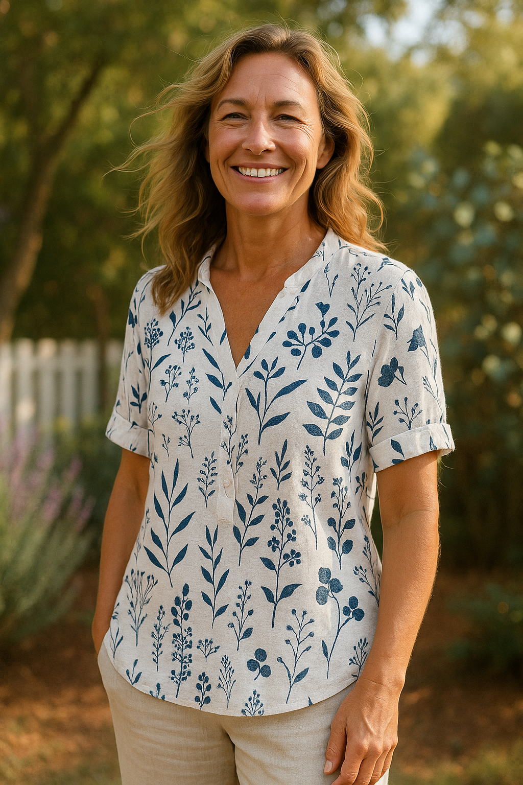 Betsy | Casual Leaf Print Blouse
