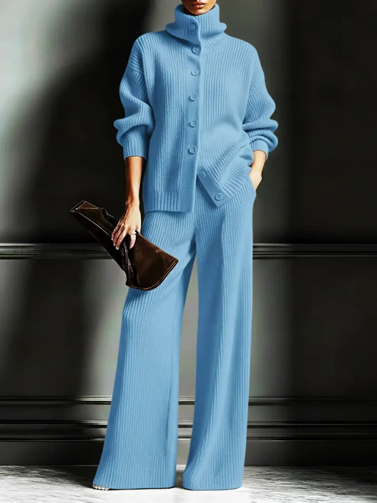 Women's Knit Two-Piece Cardigan & Pants Set