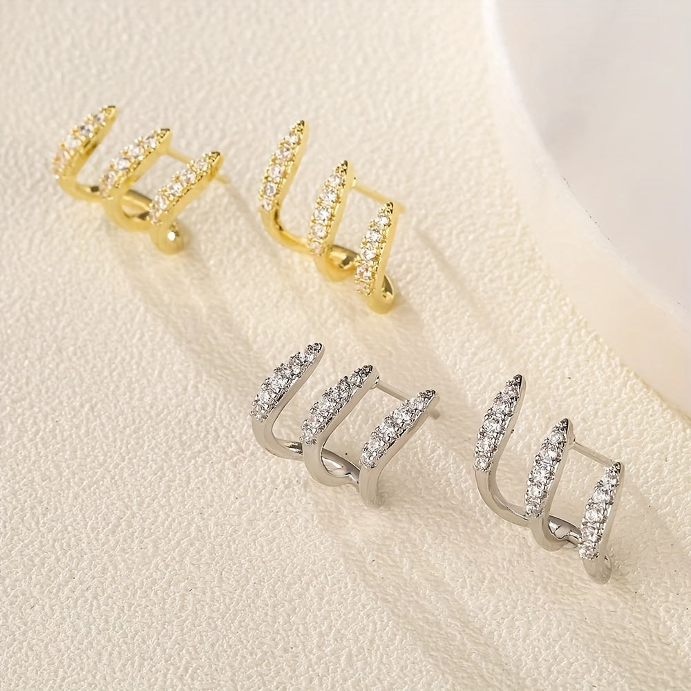 Elegant Rhinestone Three-Claw Earrings