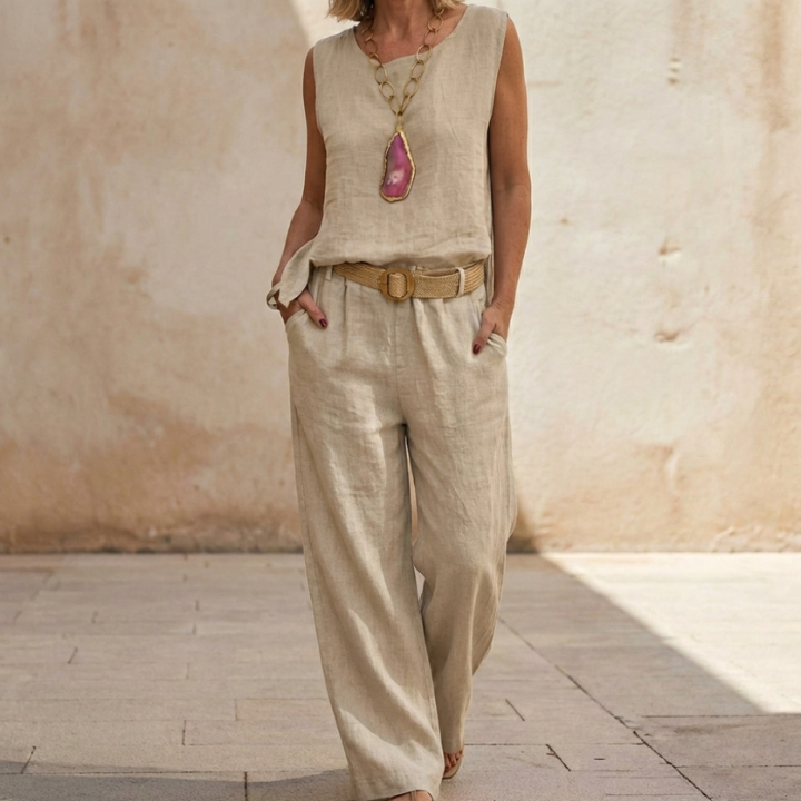Bristol | Bohemian Sleeveless Top and Cropped Pants Co-Ord Set