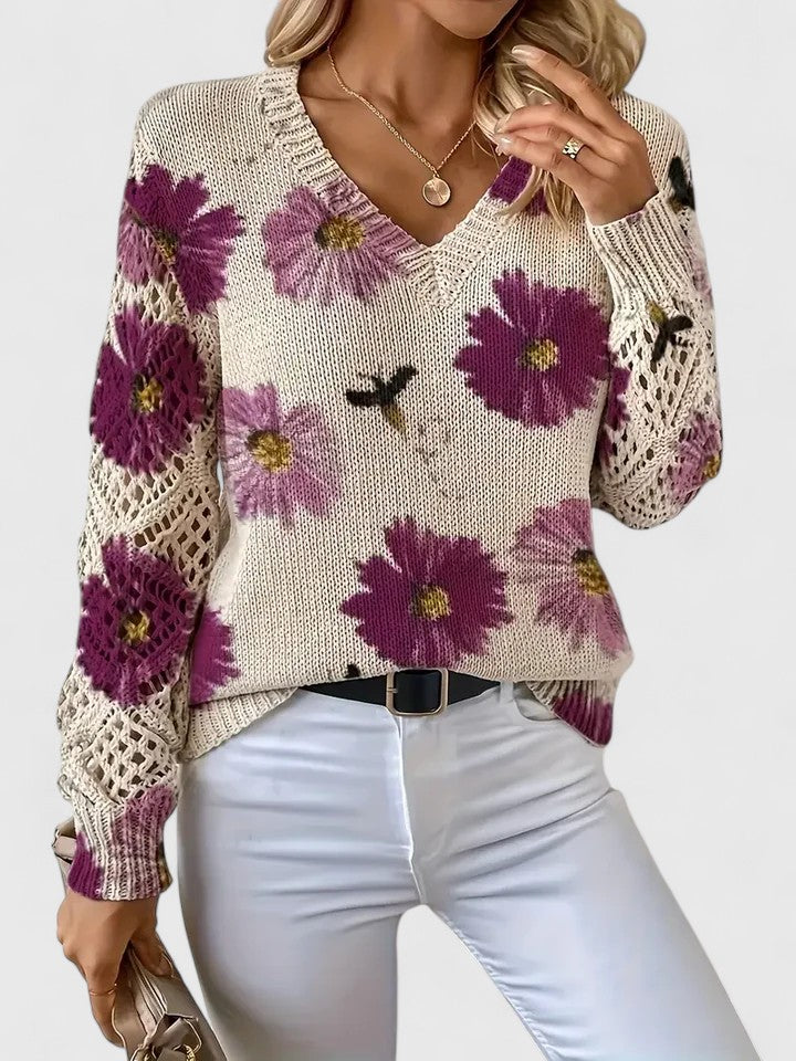 Aurélie | Elegant Floral Knit Sweater