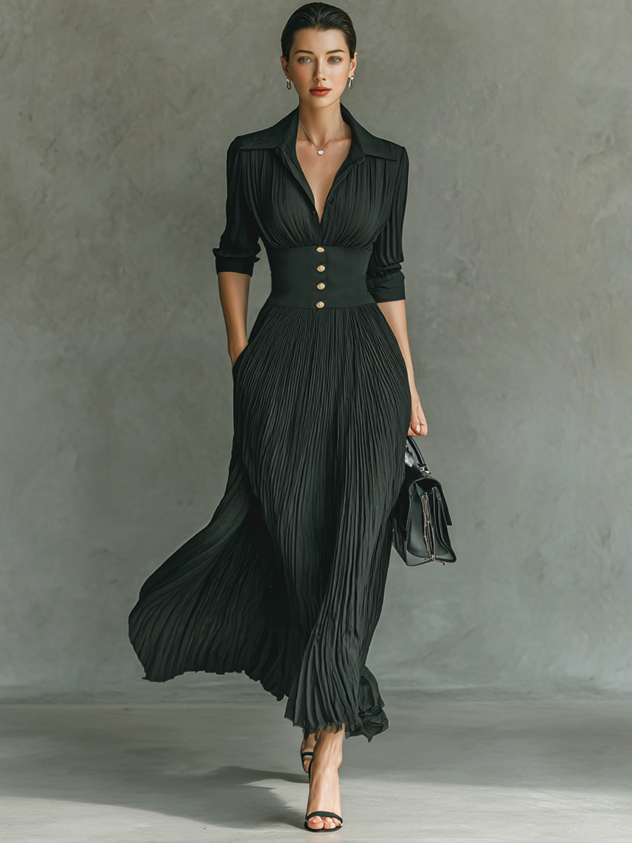 Amara - Pleated Maxi Dress