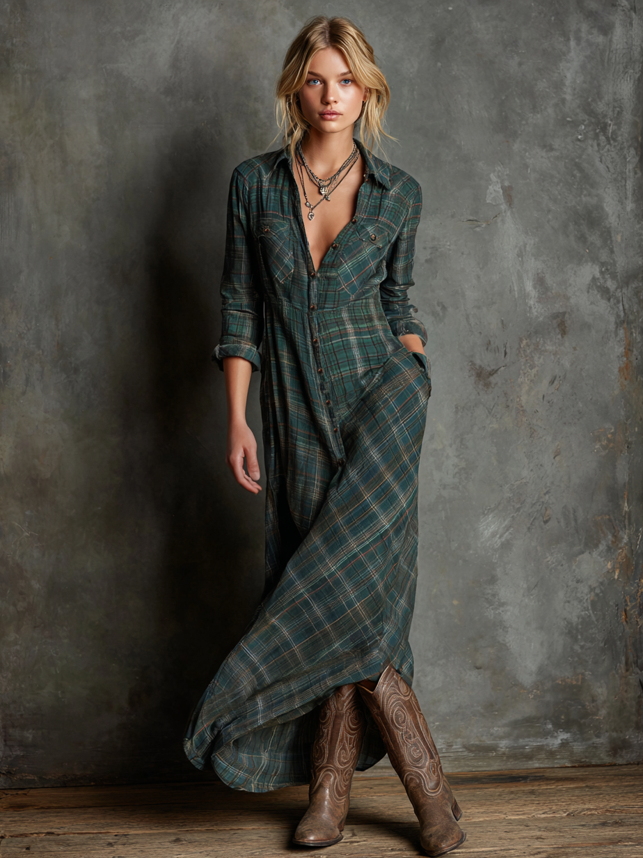 Avery - Striped Maxi Shirt Dress