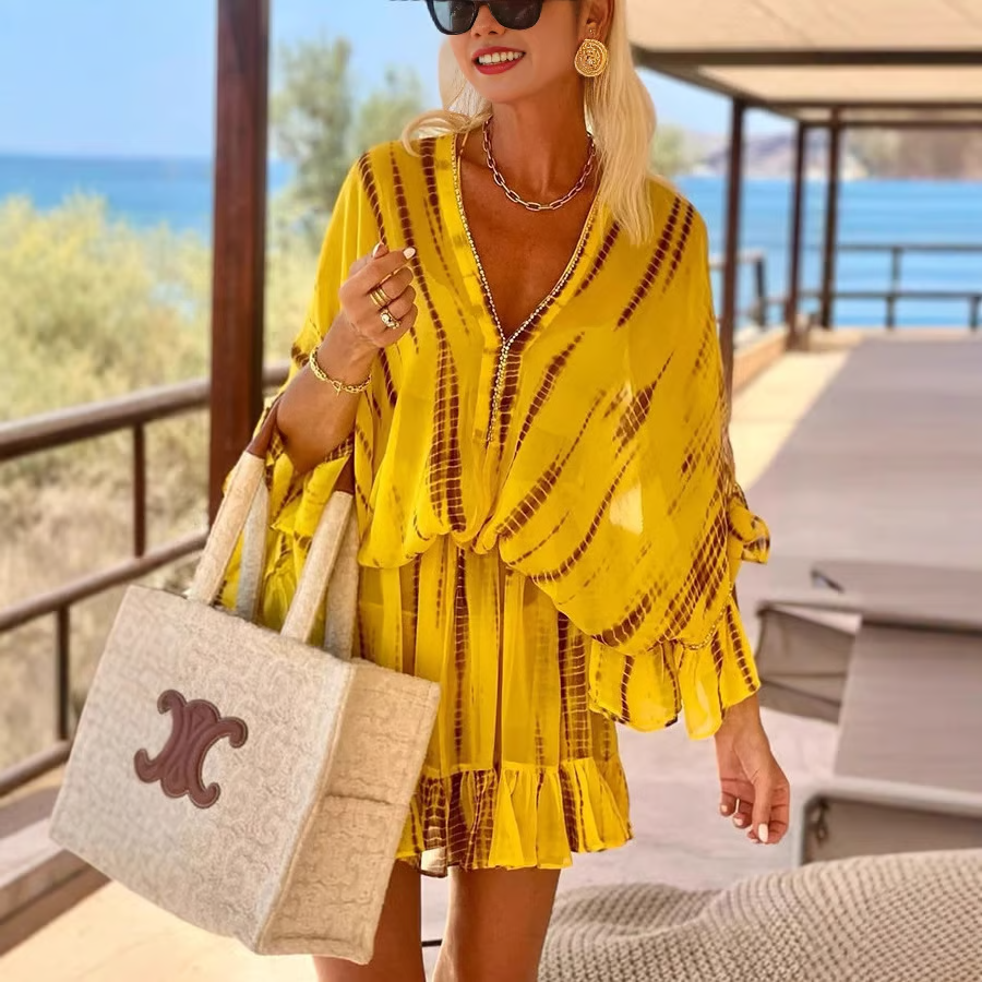 Adalyn - Chic V-Neck High Waist Mini Dress