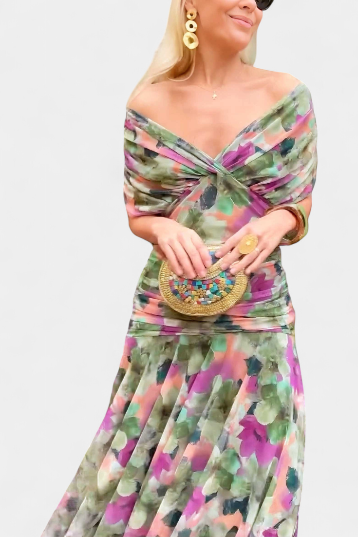 Daisy – Long Floral Dress with V-Neck