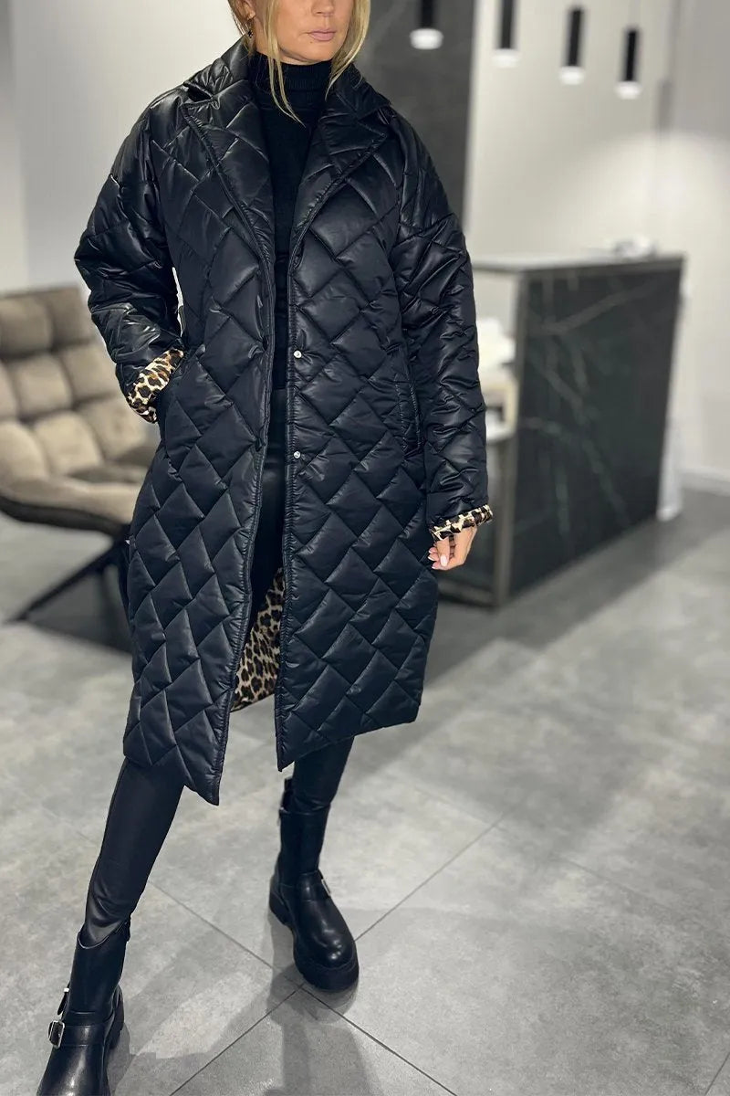 Anais | Quilted Coat with Leopard Lining