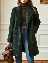 EVELINA – ELEGANT GREEN CHECKED WOOL COAT