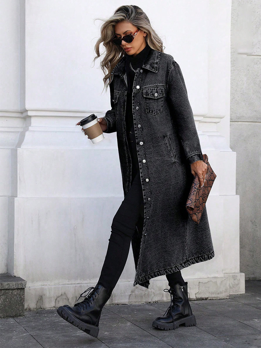 Aubrey | Stylish Long Denim Jacket