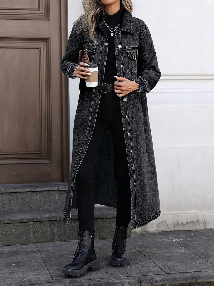 Aubrey | Stylish Long Denim Jacket